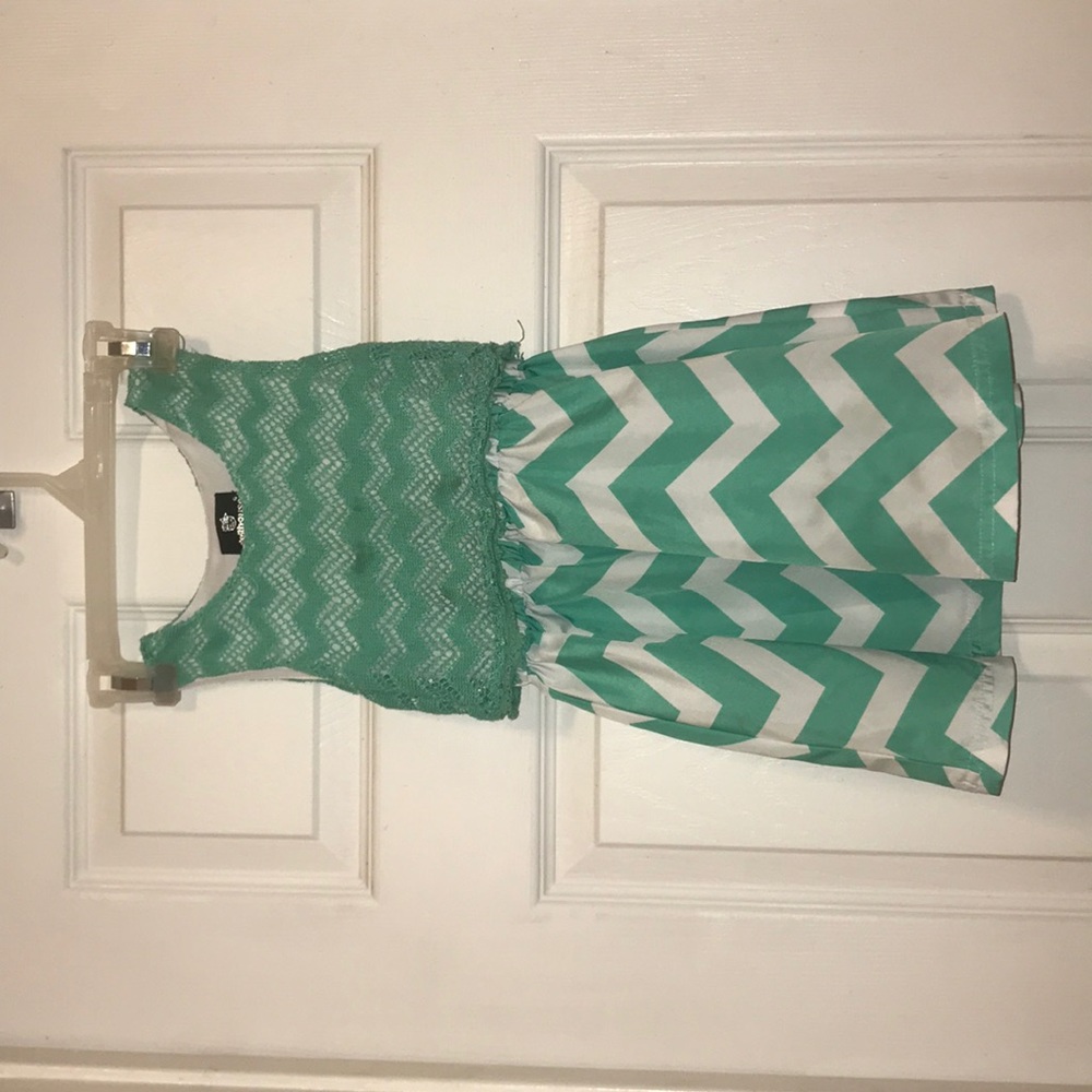 Teal and white child’s dress